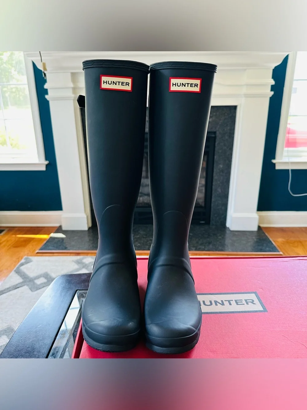 Hunter Original Tall Back Adjustable Rain Boots Navy US 7 EU 38 UK 5 WFT1001RMA